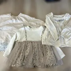 可愛いチュニック トップス　3点セット　リボン&チュール フラワー 女の子