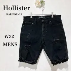 Hollister パンツ　ダメージ　フェード系　ショート　デニム　W32　黒