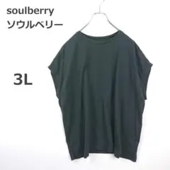 【ソウルベリー】カットソー ノースリーブ ゆったり ビッグシルエット 黒 3Lのサムネイル