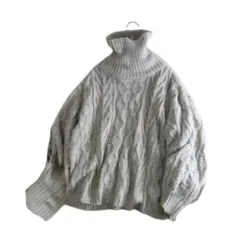 SUN VALLEY サンバレー タートルネック ケーブルニット ライトグレー