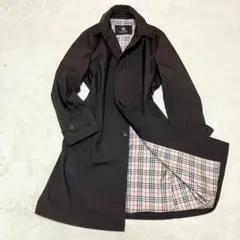 バーバリーブラックレーベル　ステンカラーコート　ロング　 裏地ノバチェック総柄