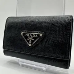 訳あり✨PRADA プラダ 6連キーケース サフィアーノ レザー 三角ロゴ 黒