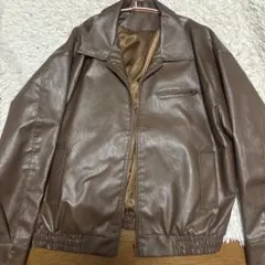 ブラウン 合成皮革ジャケット