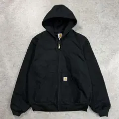 希少■カーハート【M】USA製 アクティブジャケット ダック パーカー ブラック Carhartt カーハート アクティブジャケット ブラックダック【L