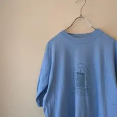 青　プリントTシャツ　古着