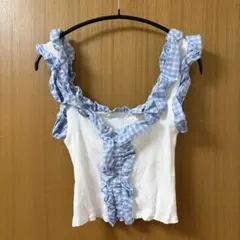 ZARA チェック柄 フリル タンクトップのサムネイル