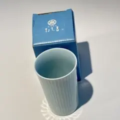 創作陶器 たち吉 湯呑 橘 ブルー 青系 湯のみ 茶器 1客 箱付 未使用