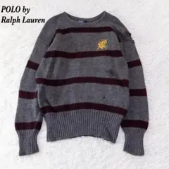 POLO by Ralph Lauren 長袖厚手ウールニット グレー ボーダー