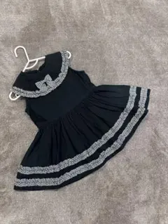 メゾピアノ 黒チェックフリル ワンピース 100cm