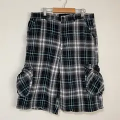 チェック柄 ハーフパンツ ストレート裾 XL カジュアル　USA古着