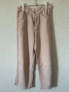 UNIQLO ピンク ワイドストレートデニム 27