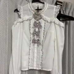 LIZLISA 3つリボンフロントチョーカーブラウス　ピンク