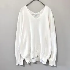 ◉OPAQUE.CLIP　透け感ニット　白　Vネック　ドロップショルダー　M