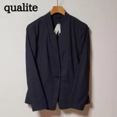 qualite　カリテ　レディース　ノーカラー　ジャケット　濃紺　未使用タグのサムネイル