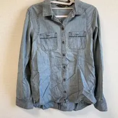 ライトブルー デニム 長袖シャツ デニムシャツ レディース 古着