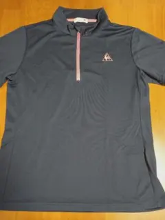 ダークブルー ハーフジップシャツ メッシュ素材