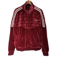 NERDY ノルディ トラックジャケット ベロア 2ライン 刺繍ロゴ レッド