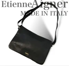 高級　エティエンヌ　アイグナー　ショルダーバッグ　イタリア　A4収納　本革　黒