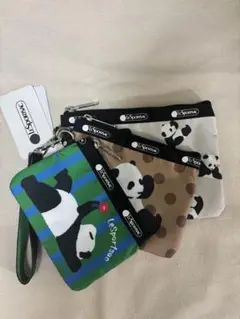 【タグ付き新品】希少 ‼️レスポートサック パンダ 親子ポーチ 3個セット