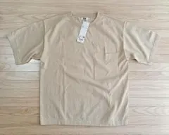 新品 ユニクロU クルーネックセーター 半袖 メンズM ベージュ UNIQLO