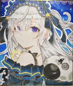 魔法少女ノ魔女裁判　まのさば　夏目アンアン　色紙　手描きイラスト　原画