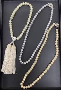 パールビーズネックレス　数珠セット‼︎