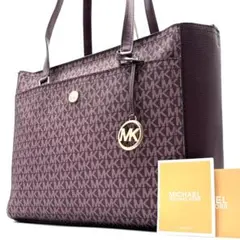 未使用に近い マイケルコース トートバッグ 肩掛け A4可 ロゴ 総柄 パープル