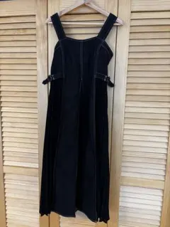 ブラックデニム サロペットワンピース S