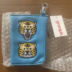 graniphトラ刺繍ポーチ水色オーサムタイガー虎 カスタムフラットポーチ 新品のサムネイル