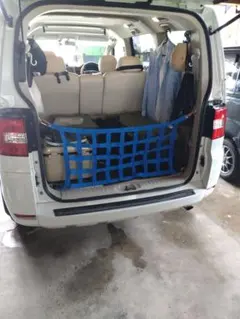 デリカd5　カーゴ　ラゲッジネット 荷物固定 ブルー カラビナ付きのサムネイル