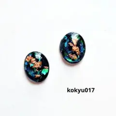 #017 ハンドメイドピアス　イヤリング　レジン　ネイビー×ホログラム