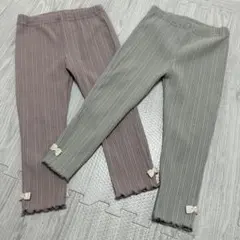 バースデイ　リブレギンス 2点セット　グレー　ピンク