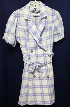 H&M チェック柄 半袖ワンピース Sサイズ