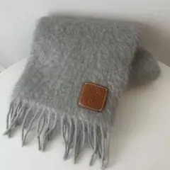 LOEWE グレー マフラー ウール モヘア
