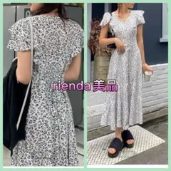 美品riendaダブルフレアスリーブワンピース定価12,100ロング丈