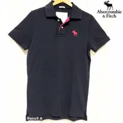 【古着】 アバクロンビー&フィッチ アバクロ ロゴ 半袖 ポロシャツ 紺 【M】