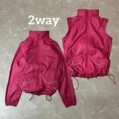 00s old NIKE nylon shell jacket 2way ピンク