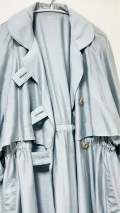 ヴィンテージ　春色　ロングトレンチコート　シンプル個性的デザイン　古着