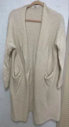 【SALON adam et rope】ロングニットカーディガン/アイボリー