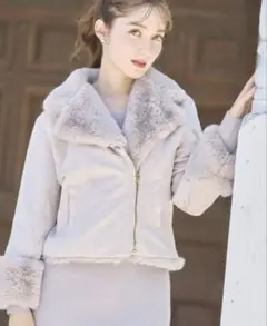 tocco closet ライトグレー フェイクファー ムートンコート