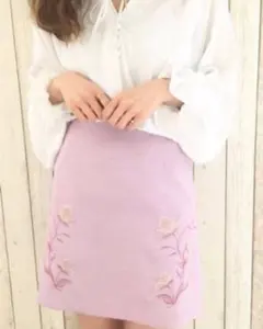 新品 dazzlin 刺繍 台形 ミニ スカート S 花柄 ピンク