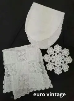 フランスアンティークレース 刺繍 レース テーブルクロス ユーロヴィンテージ
