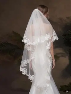 レース装飾付きホワイトウェディングベール