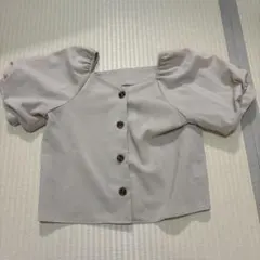 パフスリーブ スクエアネック　ベージュ シャツ M