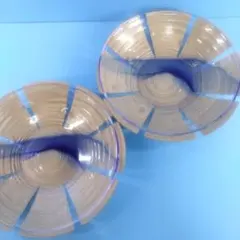 金麦の四季・金麦の夏皿・涼しげな青い色筋 ガラス製大皿2枚⑤【美品】のサムネイル
