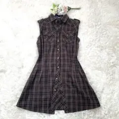 美品✨バーバリーブルーレーベル　ワンピース　ノースリーブ　ロゴ刺繍　ノバチェック