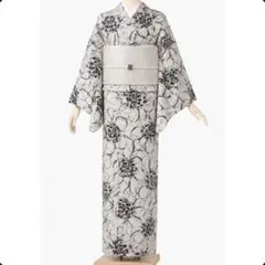 HANAE MORI きものやまと 洗える着物 小紋 単衣 アイボリー 大輪花柄のサムネイル