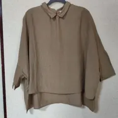 Gauze# 　ベージュ半袖シャツ