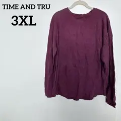 美品✨ TIME AND TRU 【3XL】 ワインレッド 長袖 カットソー