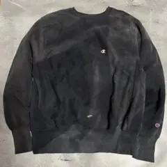 90s 刺繍タグChampion REVERSE WEAVEサンフェードブラック